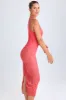 Ruched Plunge Midaxi Dress in Coral sold by Oh Polly
