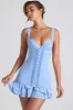 Ruffle-Trim Button-Detail Corset Mini Dress in Sky Blue sold by Oh Polly