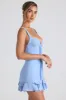 Ruffle-Trim Button-Detail Corset Mini Dress in Sky Blue sold by Oh Polly
