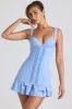 Ruffle-Trim Button-Detail Corset Mini Dress in Sky Blue sold by Oh Polly