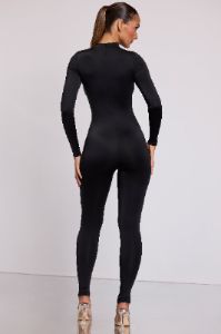 Tall High Neck Long Sleeve Jumpsuit in Black sold by Oh Polly