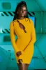 Cut Out Long Sleeve Dress in Yellow sold by Oh Polly