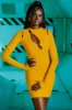 Cut Out Long Sleeve Dress in Yellow sold by Oh Polly