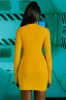 Cut Out Long Sleeve Dress in Yellow sold by Oh Polly