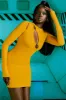 Cut Out Long Sleeve Dress in Yellow sold by Oh Polly
