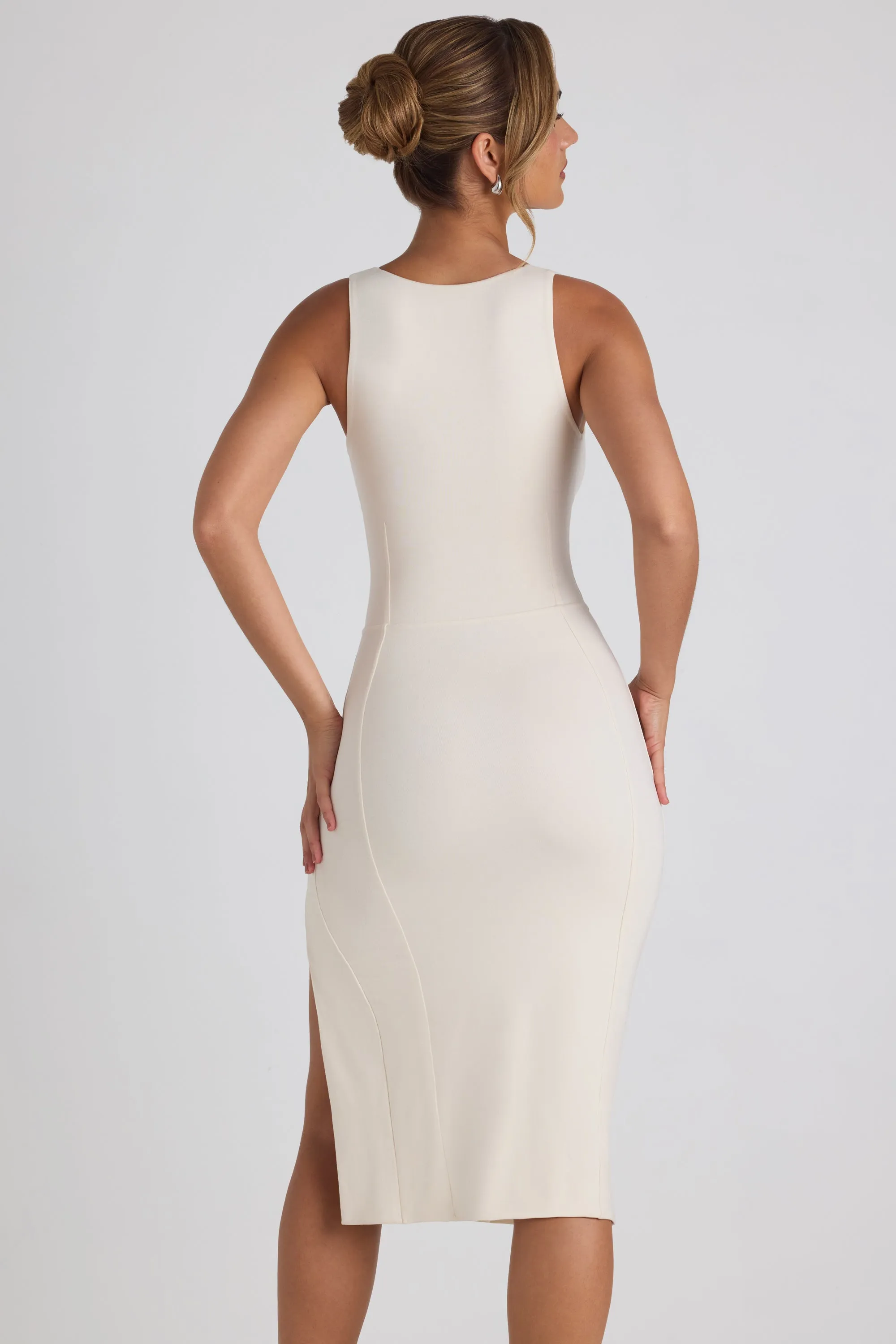 Modal Bow-Detail Sweetheart-Neck Midi Dress in Ivory sold by Oh Polly product image thumbnail 2