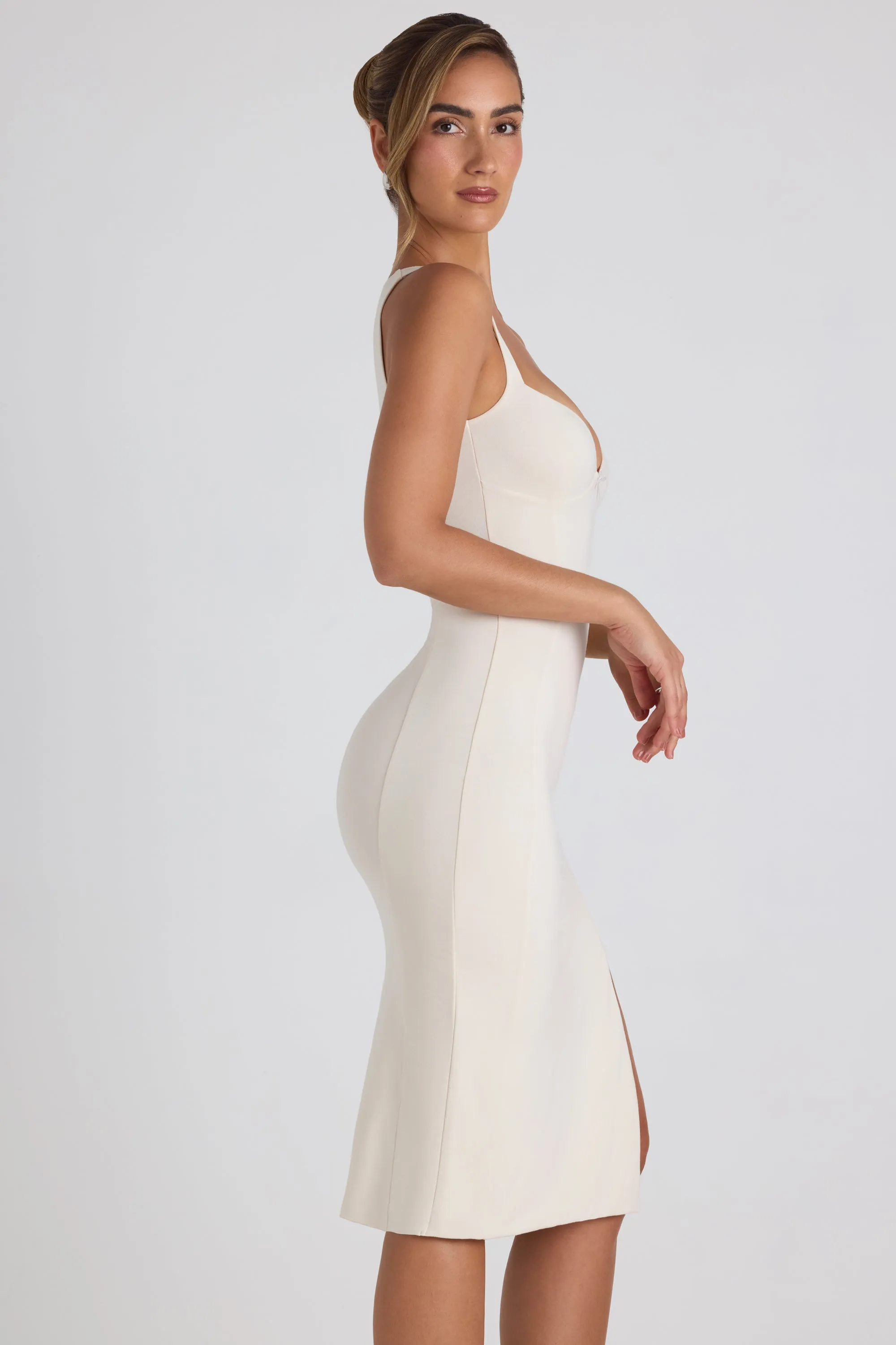 Modal Bow-Detail Sweetheart-Neck Midi Dress in Ivory sold by Oh Polly product image thumbnail 3