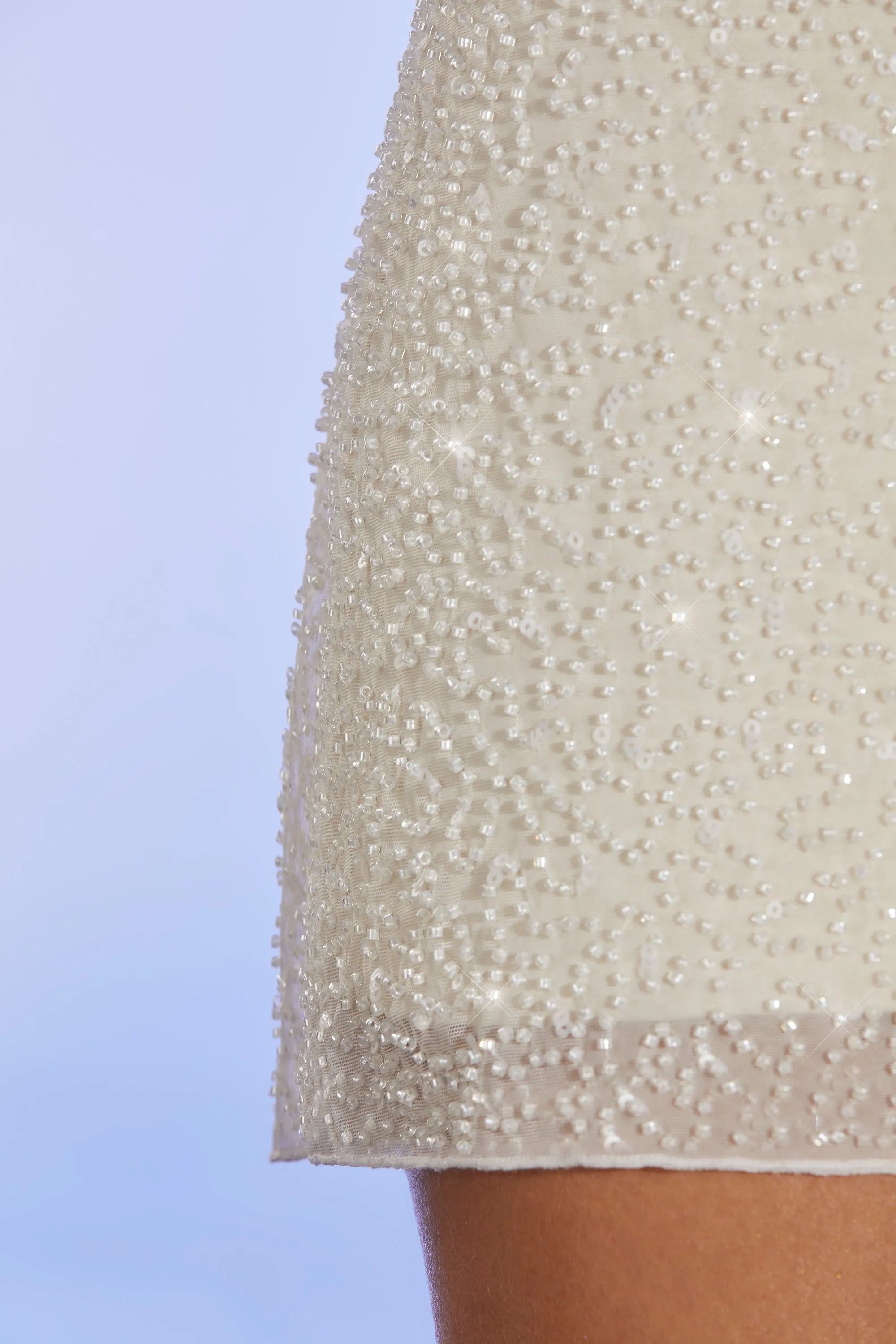 Embellished A-Line Mini Skirt in Ivory sold by Oh Polly product image thumbnail 5