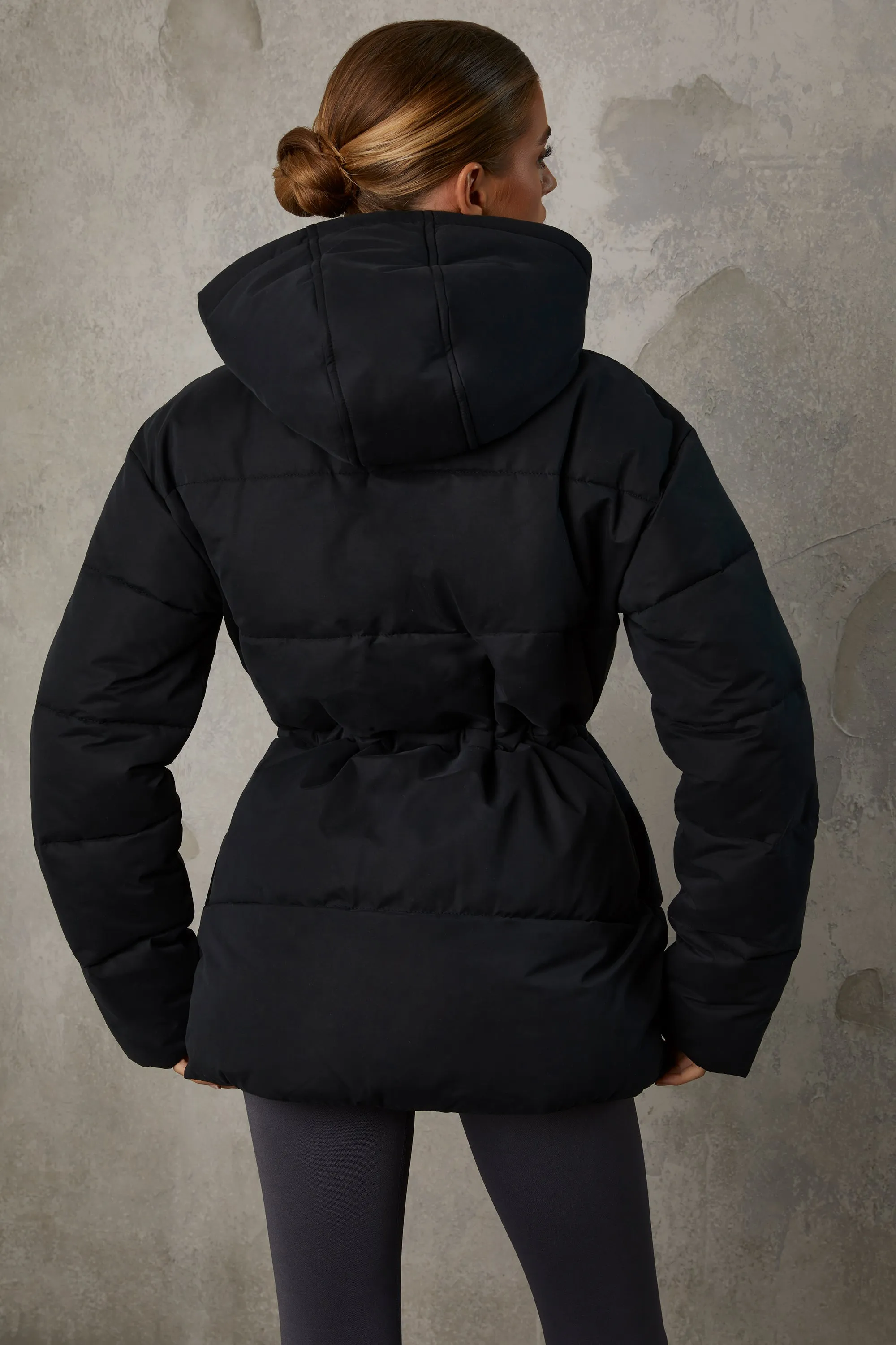 Mid Length Hooded Puffer Coat in Black sold by Oh Polly product image thumbnail 2