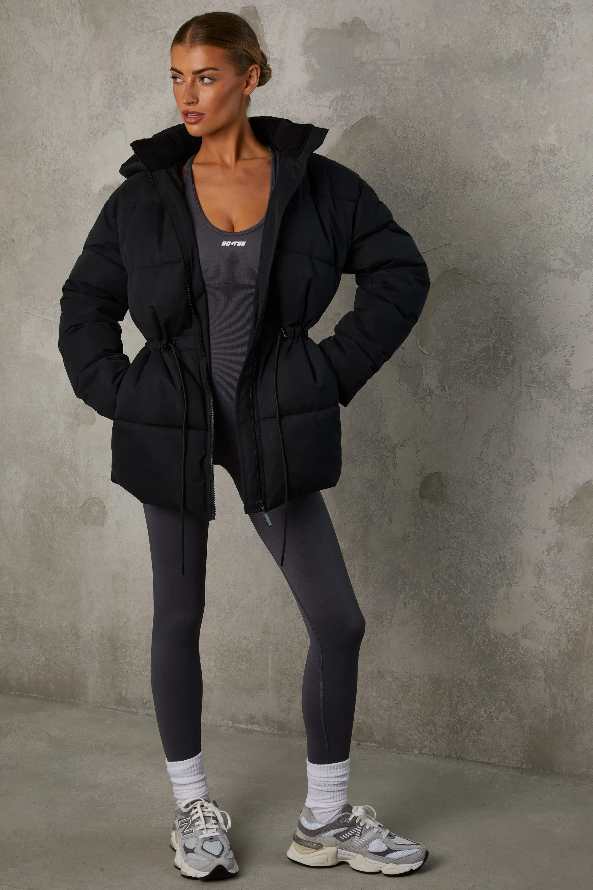 Mid Length Hooded Puffer Coat in Black sold by Oh Polly product image thumbnail 5