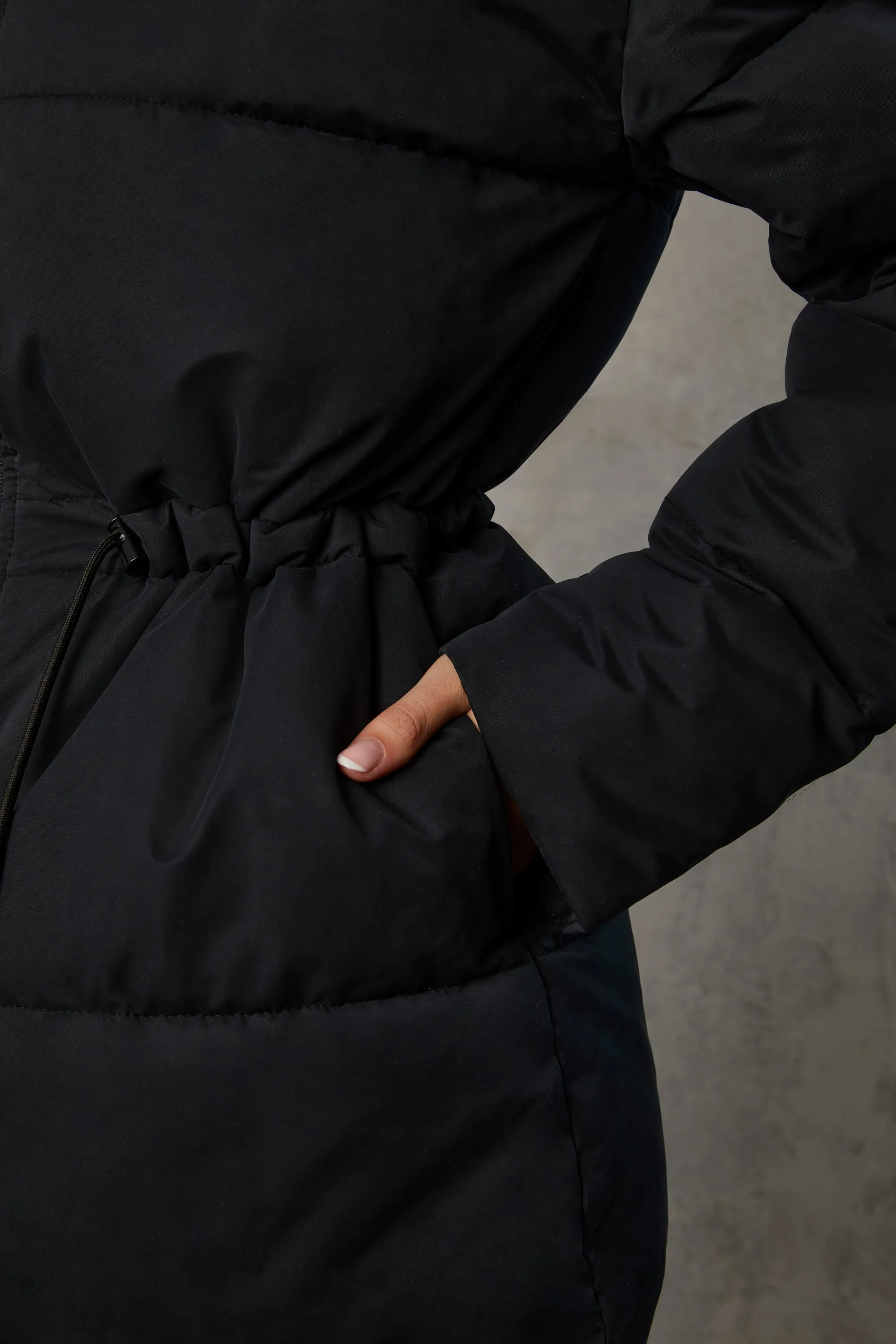 Mid Length Hooded Puffer Coat in Black sold by Oh Polly product image thumbnail 4