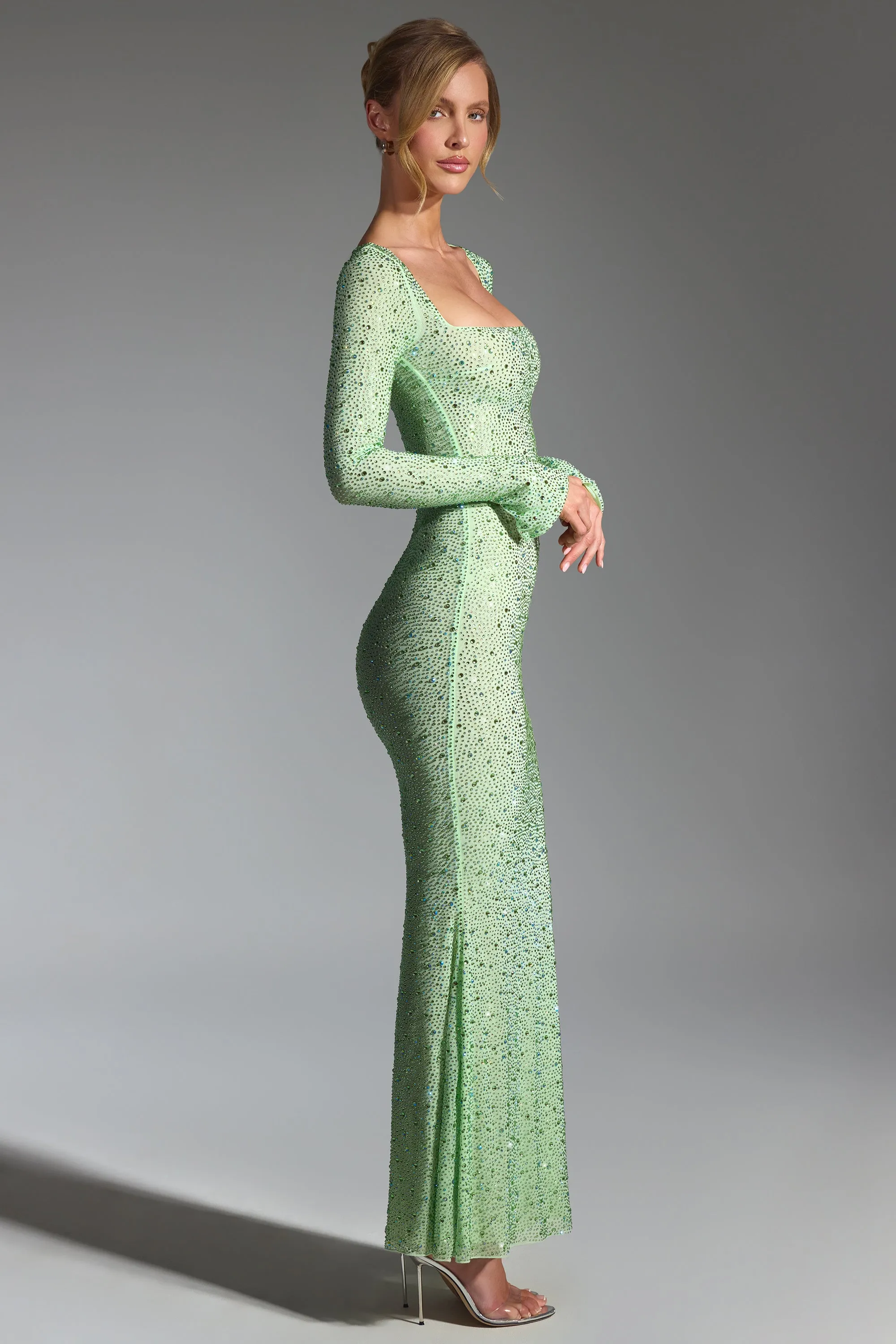 Embellished Fishtail Maxi Dress in Pistachio sold by Oh Polly product image thumbnail 3