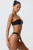 Embellished Wide Strap Cheeky Bikini Bottoms in Black sold by Oh Polly