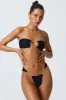 Embellished Wide Strap Cheeky Bikini Bottoms in Black sold by Oh Polly