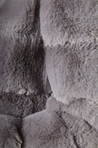 Executive Longline Panel Faux Fur Coat in Grey sold by Oh Polly