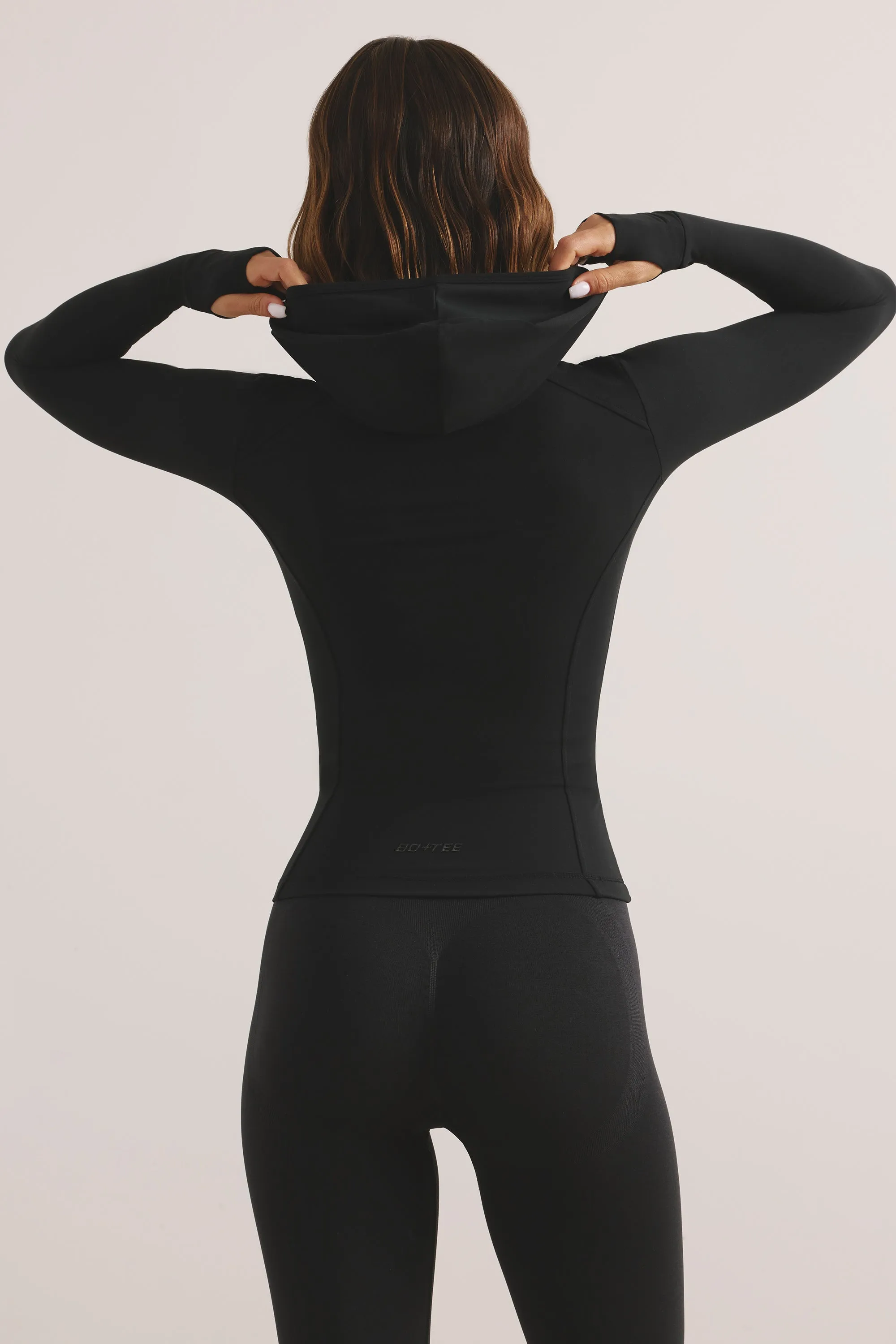 Soft Active Hooded Zip Up Jacket in Jet Black sold by Oh Polly product image thumbnail 2