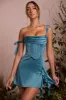 Off Shoulder Corset Mini Dress in Teal sold by Oh Polly