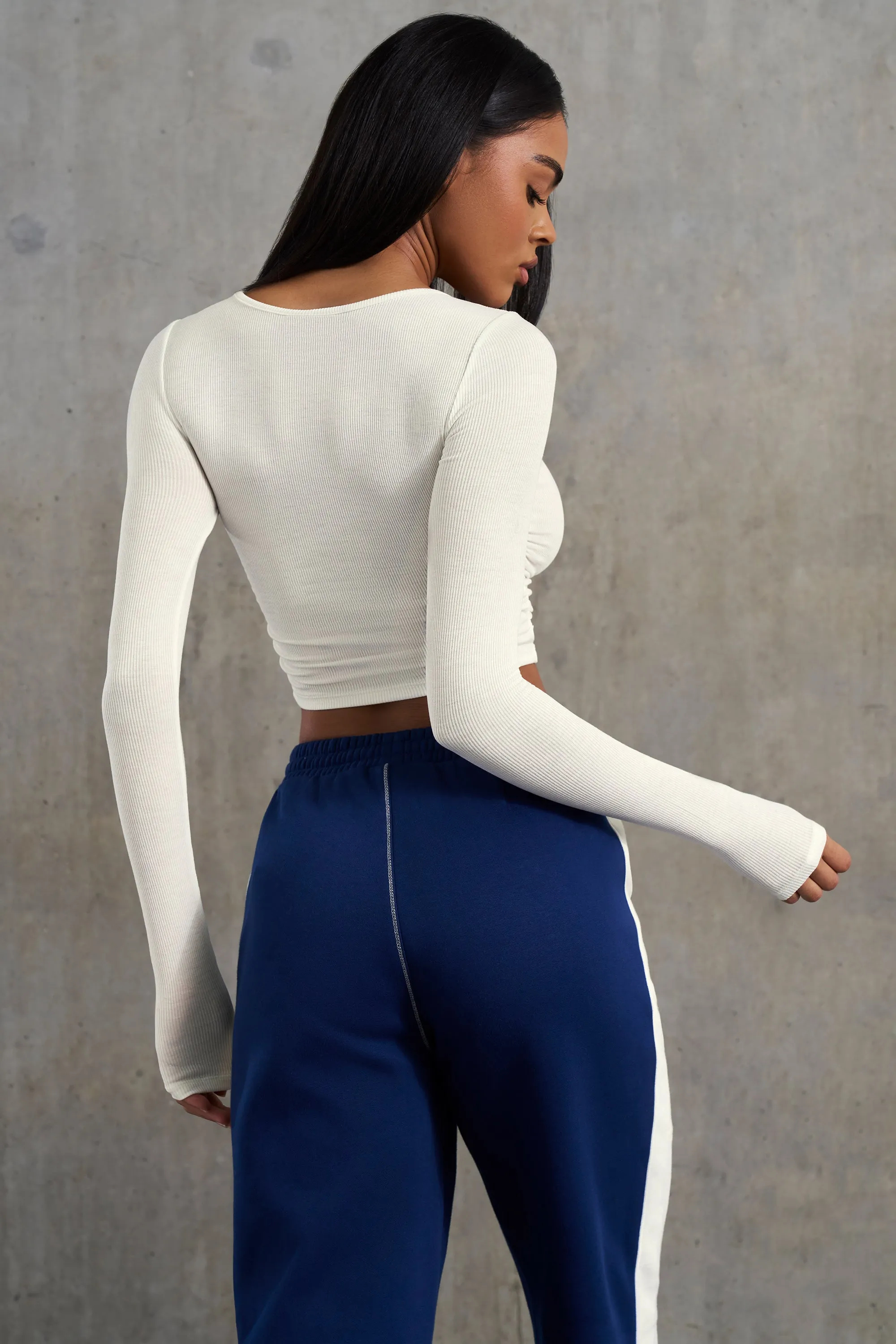 Soft Rib Long Sleeve Top in White sold by Oh Polly product image thumbnail 2