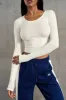 Soft Rib Long Sleeve Top in White sold by Oh Polly