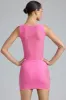 Embellished Mid-Rise Mini Skirt in Bubblegum Pink sold by Oh Polly