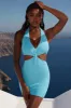 Cut Out Twist Mini Dress in Blue sold by Oh Polly