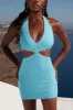 Cut Out Twist Mini Dress in Blue sold by Oh Polly
