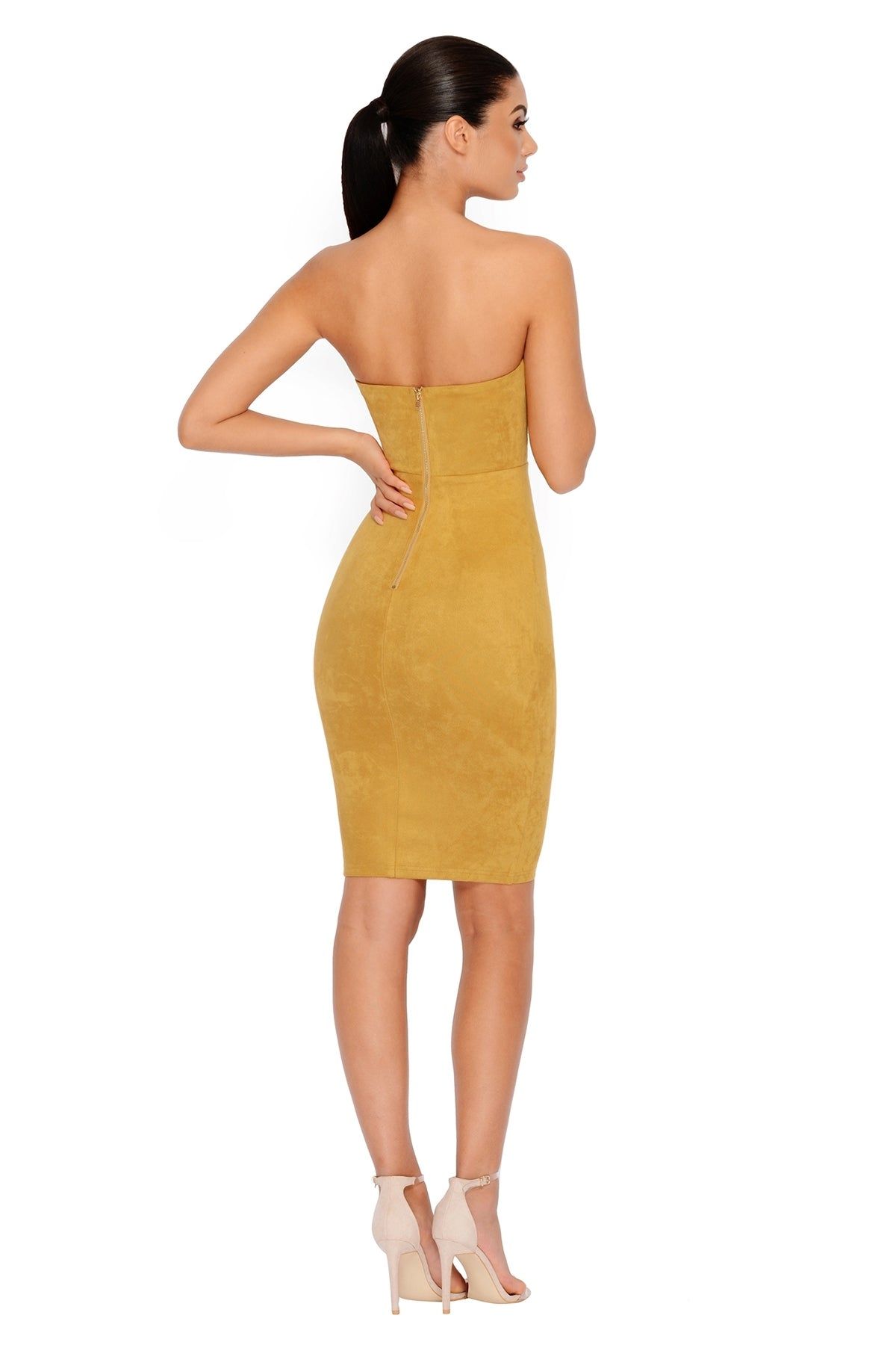 In The Firing Line Suede Bustier Knee Length Dress in Mustard sold by Oh Polly product image thumbnail 11