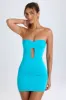 Cut-Out Bandeau Bodycon Mini Dress in Turquoise sold by Oh Polly