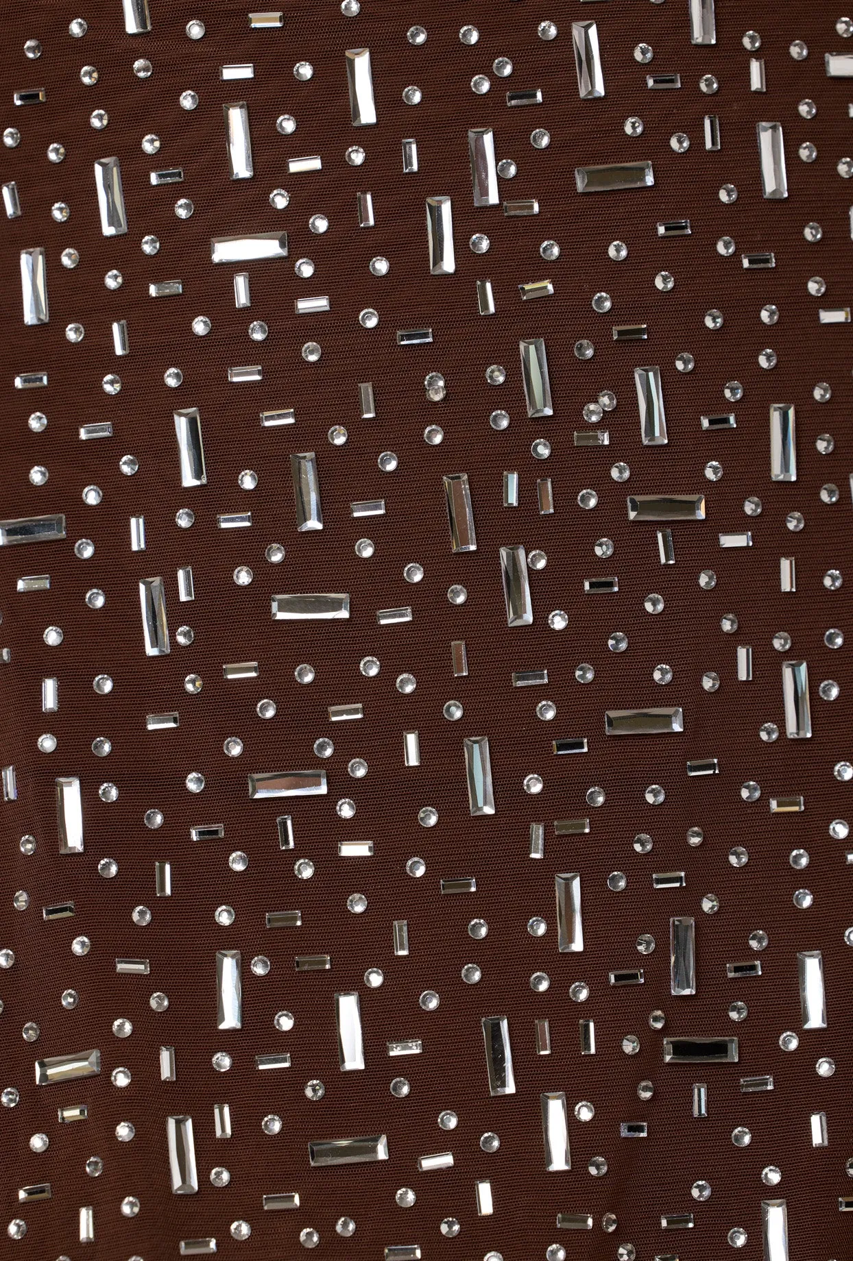 Sheer Embellished Scoop Neck Mini Dress in Deep Cocoa sold by Oh Polly product image thumbnail 4