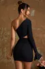 One Shoulder Cut Out Mini Dress in Black sold by Oh Polly