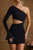 One Shoulder Cut Out Mini Dress in Black sold by Oh Polly