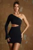 One Shoulder Cut Out Mini Dress in Black sold by Oh Polly