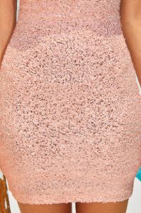 Radiant Glow Embellished Cowl Neck Mini Dress in Dusky Pink sold by Oh Polly