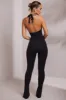 Halter Neck Plunge Jumpsuit in Black sold by Oh Polly