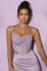 Cowl Neck Corset Crop Top in Lilac sold by Oh Polly