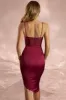 Asymmetric Corset Midi Dress in Wine sold by Oh Polly