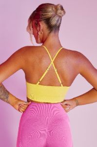 Seamless High Strap Crop Top in Yellow sold by Oh Polly