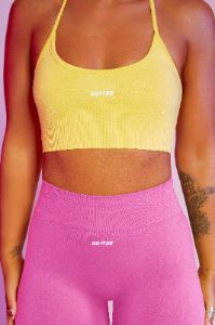 Seamless High Strap Crop Top in Yellow sold by Oh Polly