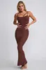 Ribbed Modal Square Neck Maxi Dress in Chocolate sold by Oh Polly