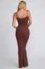 Ribbed Modal Square Neck Maxi Dress in Chocolate sold by Oh Polly