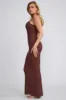 Ribbed Modal Square Neck Maxi Dress in Chocolate sold by Oh Polly