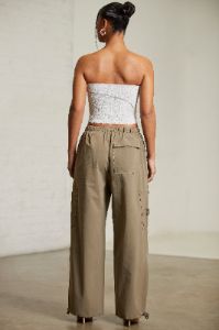 Tall Wide Leg Cargo Trousers in Green sold by Oh Polly