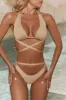 Criss Cross Triangle Bikini Top in Toffee sold by Oh Polly