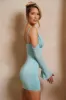 Cold Shoulder Mini Dress in Teal sold by Oh Polly