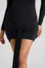 Long Sleeve Draped Mini Dress in Black sold by Oh Polly