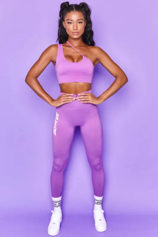 Evolve Seamless Asymmetric Crop Top in Purple sold by Oh Polly