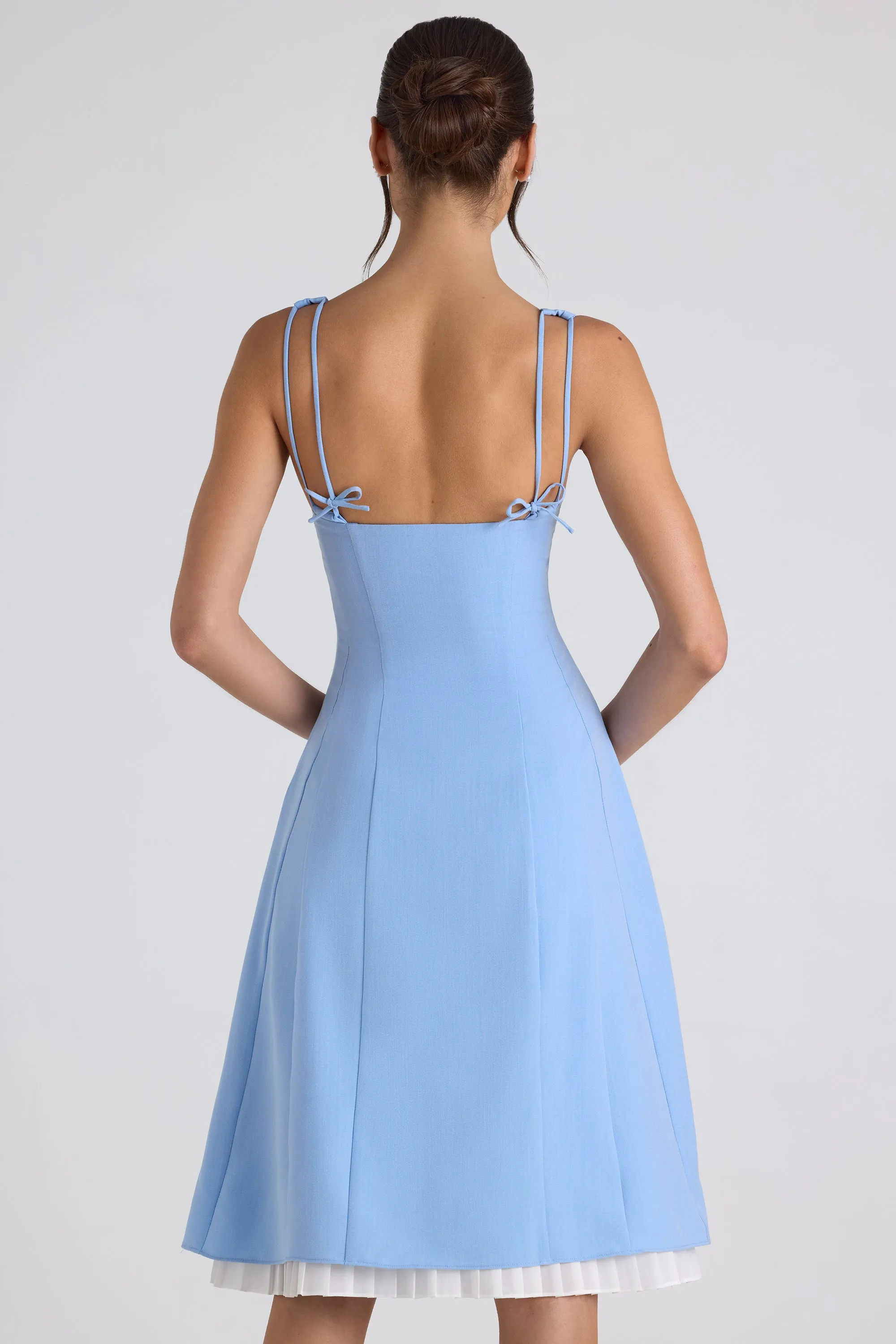 Bow-Detail Pleated A-Line Midi Dress in Sky Blue sold by Oh Polly product image thumbnail 2