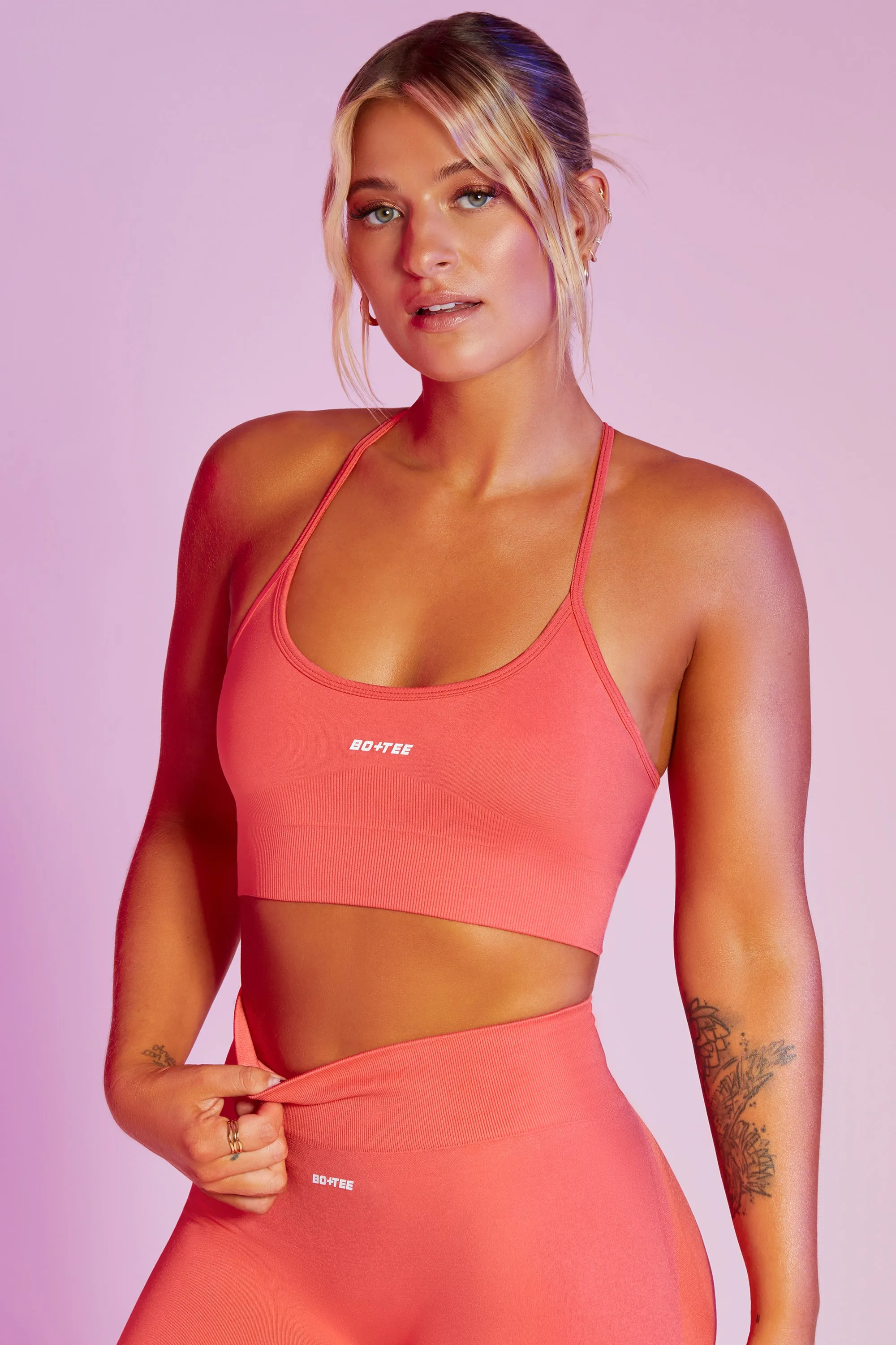 Seamless High Strap Crop Top in Coral sold by Oh Polly product image thumbnail 5