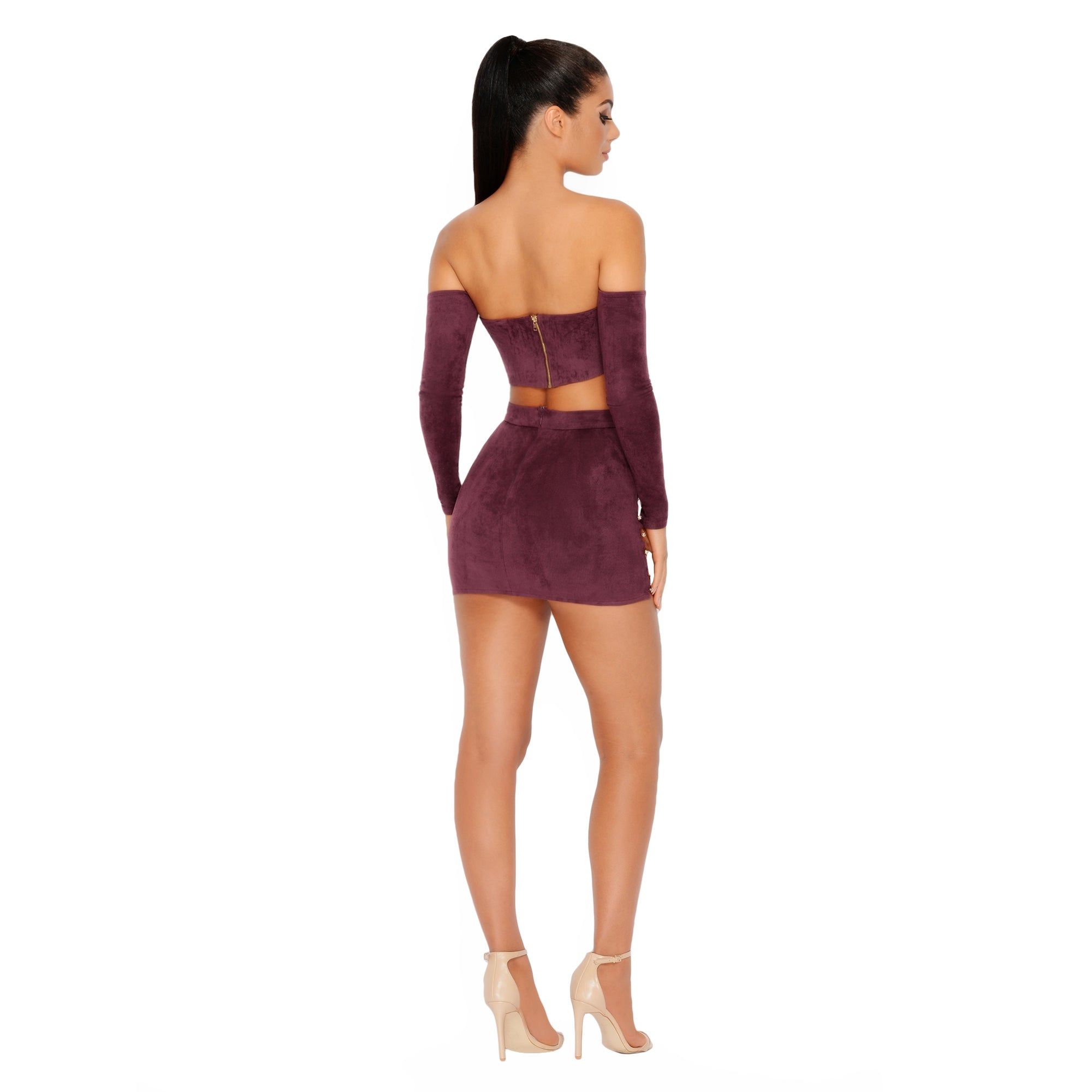 No Chain No Gain Suede Bardot Crop Top in Purple sold by Oh Polly product image thumbnail 19