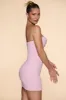 Embellished Strapless Cowl Neck Mini Dress in Blush sold by Oh Polly